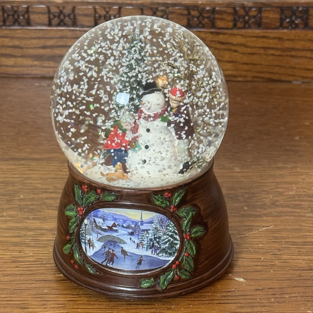 Musical Roman Snow Globe Snowman Scene Plays We Wish You a Merry Christmas
